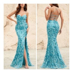 Faeriesty Spaghetti Strap Back Lace Up Sequin Women’s Dress Size Medium …